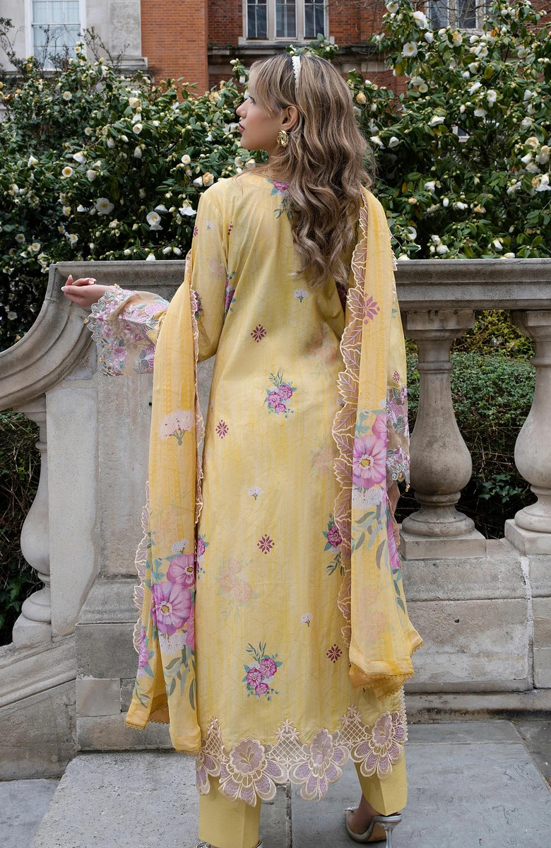 Unstitched 3Pc Embroidered Lawn Dress AlZohaib Sunshine Bloom SBE2-6 - Image 3