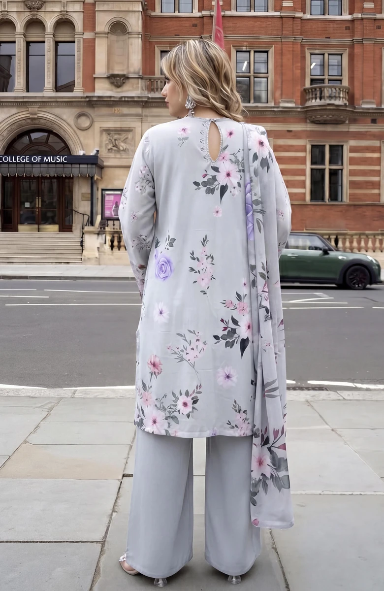 Unstitched 3Pc Embroidered Lawn Dress AlZohaib Sunshine Bloom SBE2-9 - Image 3