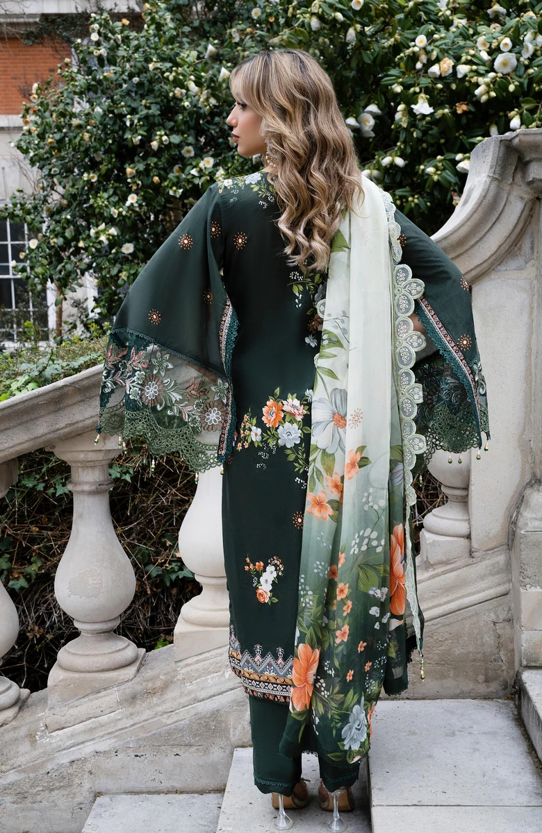 Unstitched 3Pc Embroidered Lawn Dress AlZohaib Sunshine Bloom SBE2-8 - Image 2
