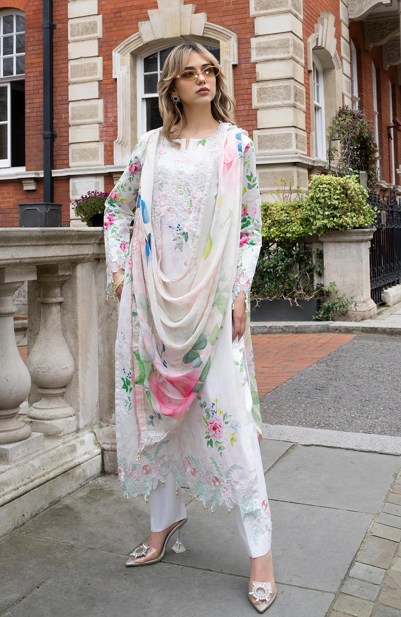 Unstitched 3Pc Embroidered Lawn Dress AlZohaib Sunshine Bloom SBE2-11 - Image 3