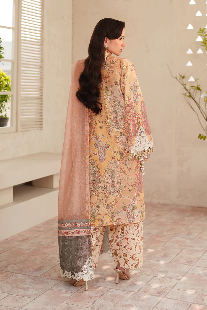 Baroque Unstitched 3 Pc Embroidered Lawn Dress UF-4403 - Image 3