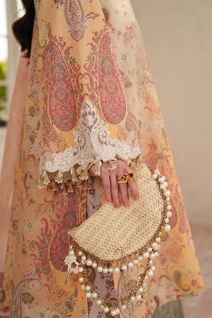 Baroque Unstitched 3 Pc Embroidered Lawn Dress UF-4403 - Image 4