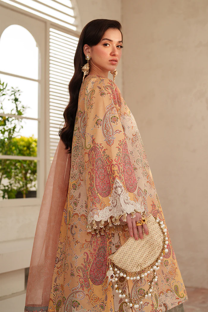 Baroque Unstitched 3 Pc Embroidered Lawn Dress UF-4403 - Image 5