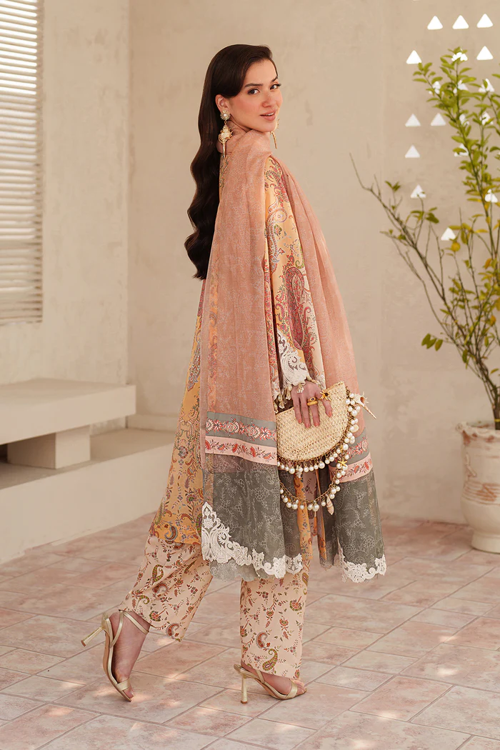 Baroque Unstitched 3 Pc Embroidered Lawn Dress UF-4403 - Image 6