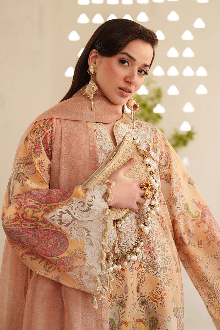 Baroque Unstitched 3 Pc Embroidered Lawn Dress UF-4403 - Image 2