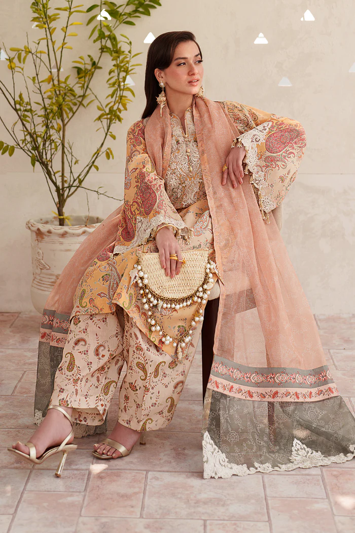 Baroque Unstitched 3 Pc Embroidered Lawn Dress UF-4403 - Image 10