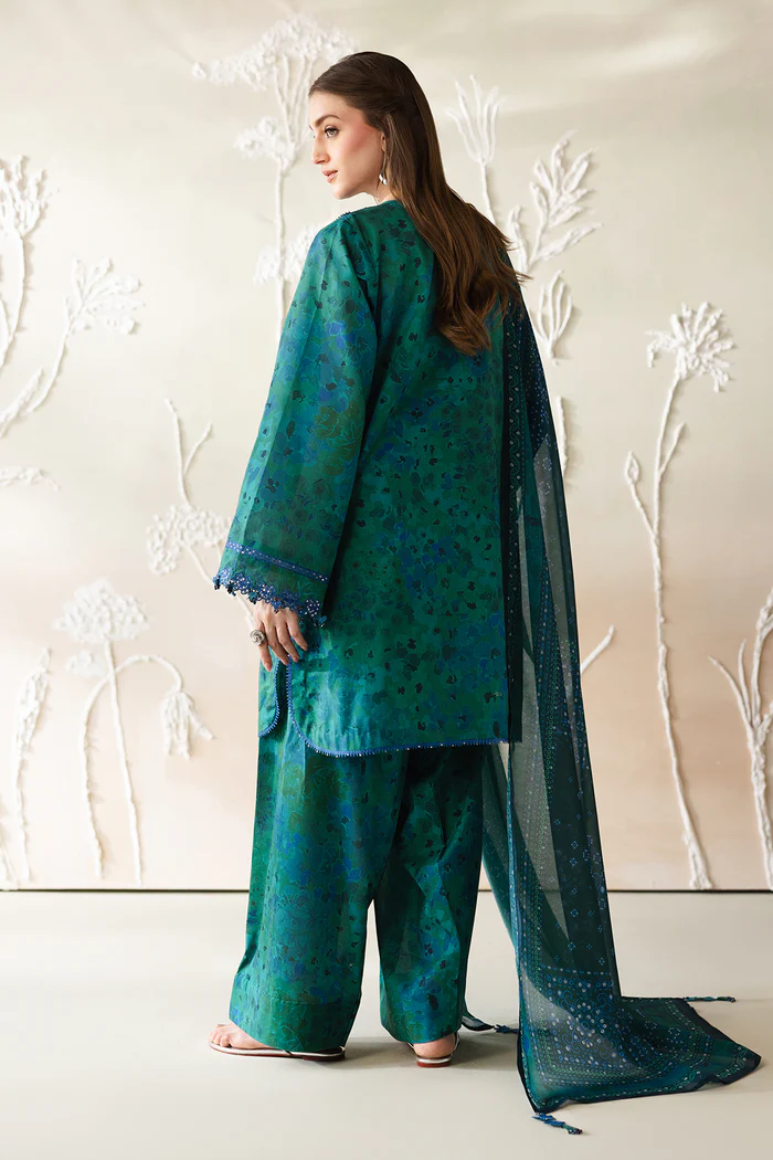 Unstitched 3Pc Embroidered Lawn Dress Baroque UF-4426 - Image 3
