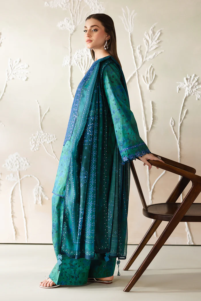 Unstitched 3Pc Embroidered Lawn Dress Baroque UF-4426 - Image 5