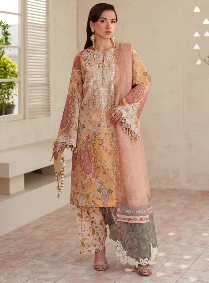 Baroque Unstitched 3 Pc Embroidered Lawn Dress UF-4403