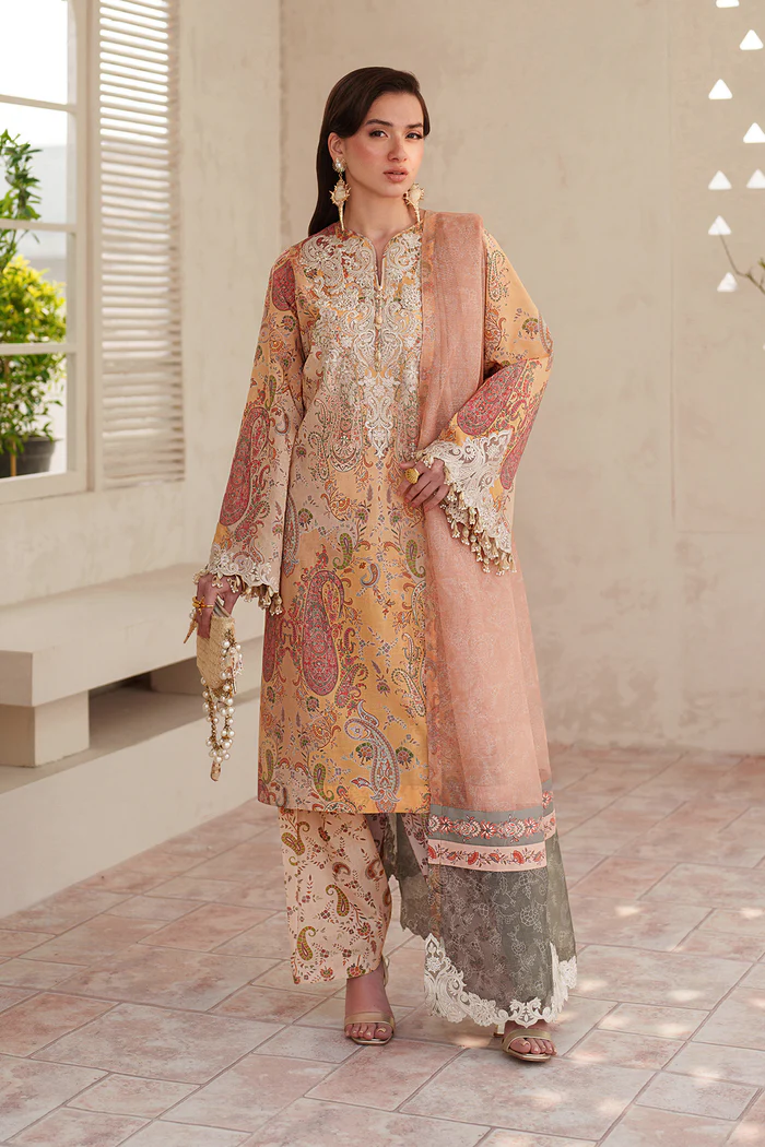 Baroque Unstitched 3 Pc Embroidered Lawn Dress UF-4403