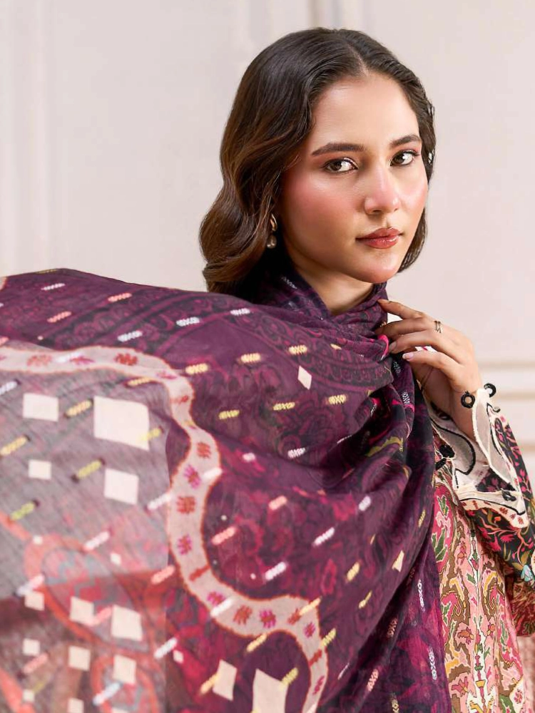 Unstitched 3Pc Printed Lawn Dress GullJee Marvi GJM-101 - Image 3