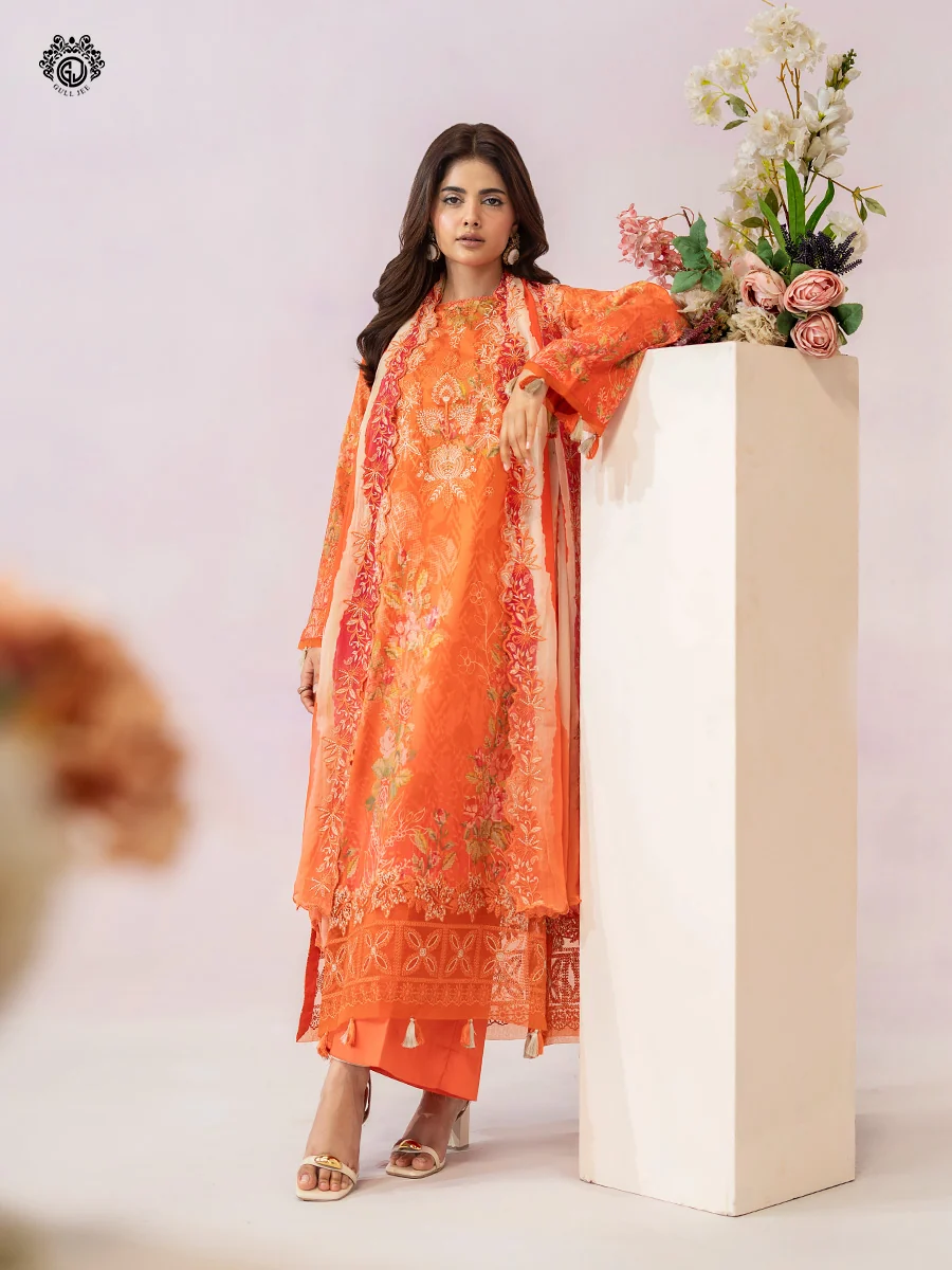 Unstitched 3Pc Printed Lawn Dress GullJee Morja GJM-901 - Image 3