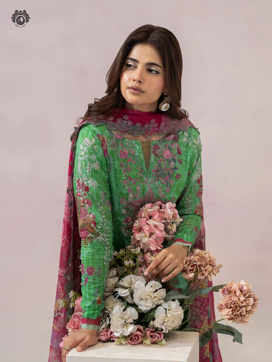 Unstitched 3Pc Printed Lawn Dress GullJee Morja GJM-902 - Image 3