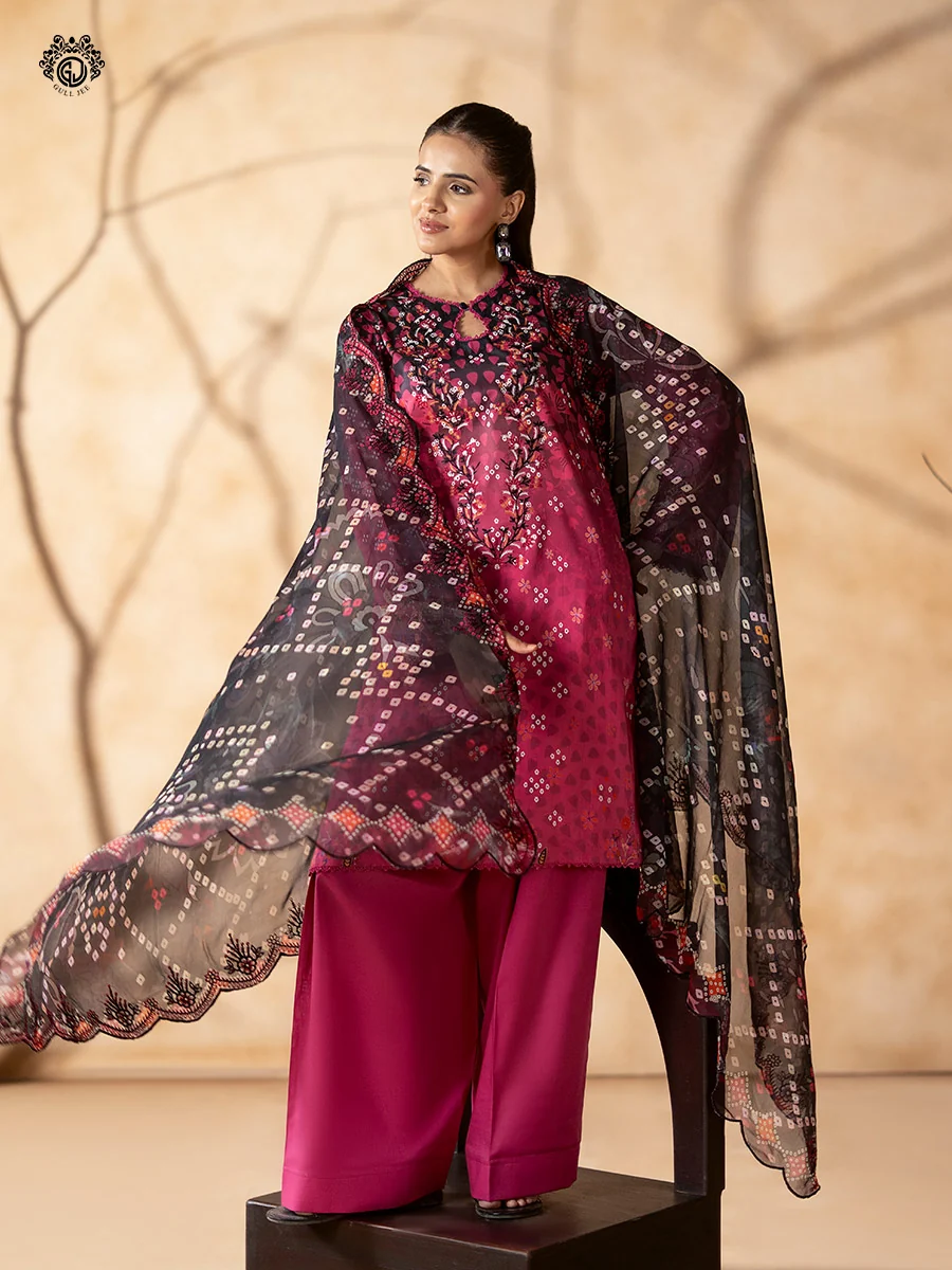 Unstitched 3Pc Printed Lawn Dress GullJee Rang Pasand RP-1102 - Image 3