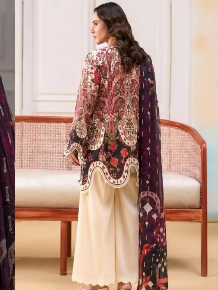 Unstitched 3Pc Printed Lawn Dress GullJee Marvi GJM-101 - Image 2