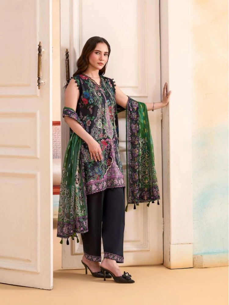 Unstitched 3Pc Printed Lawn Dress GullJee Marvi GJM-105 - Image 2