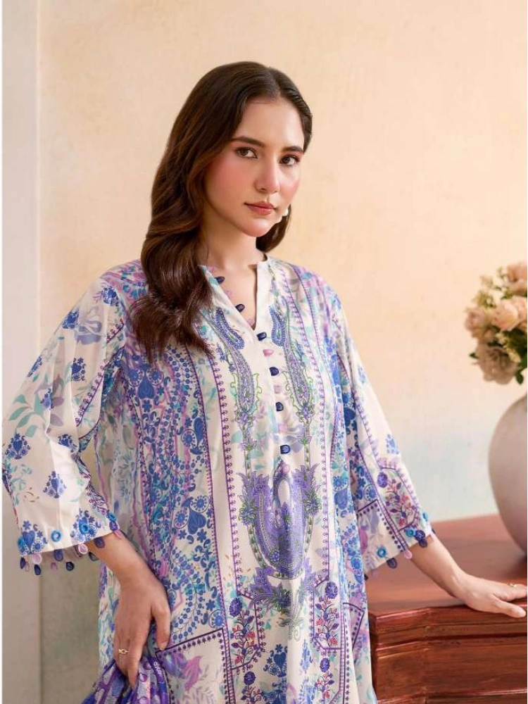 Unstitched 3Pc Printed Lawn Dress GullJee Marvi GJM-106 - Image 3