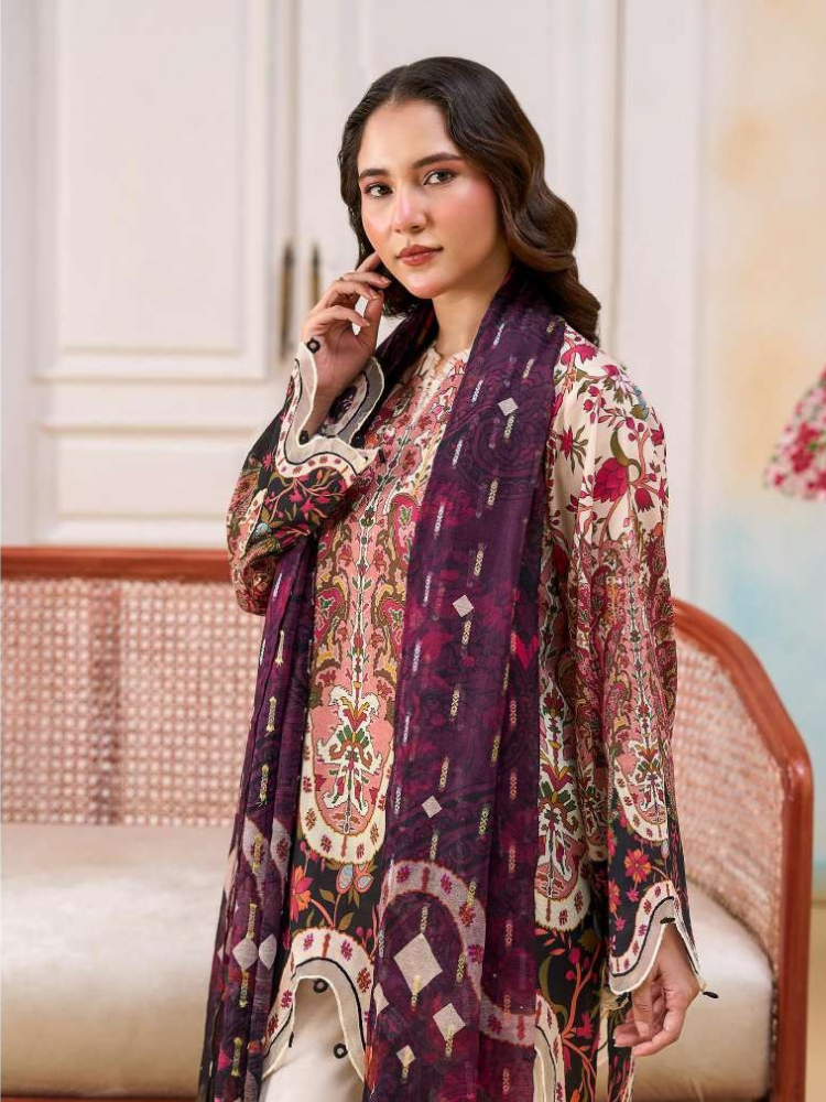 Unstitched 3Pc Printed Lawn Dress GullJee Marvi GJM-101 - Image 4