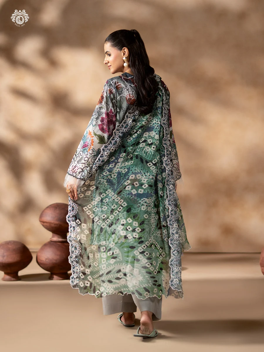 Unstitched 3Pc Printed Lawn Dress GullJee Rang Pasand RP-1107 - Image 2