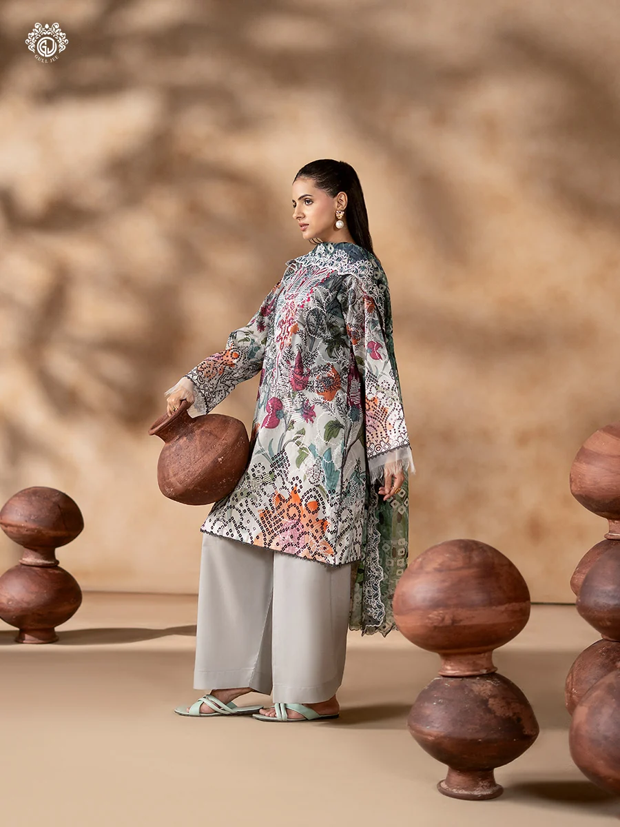 Unstitched 3Pc Printed Lawn Dress GullJee Rang Pasand RP-1107 - Image 3