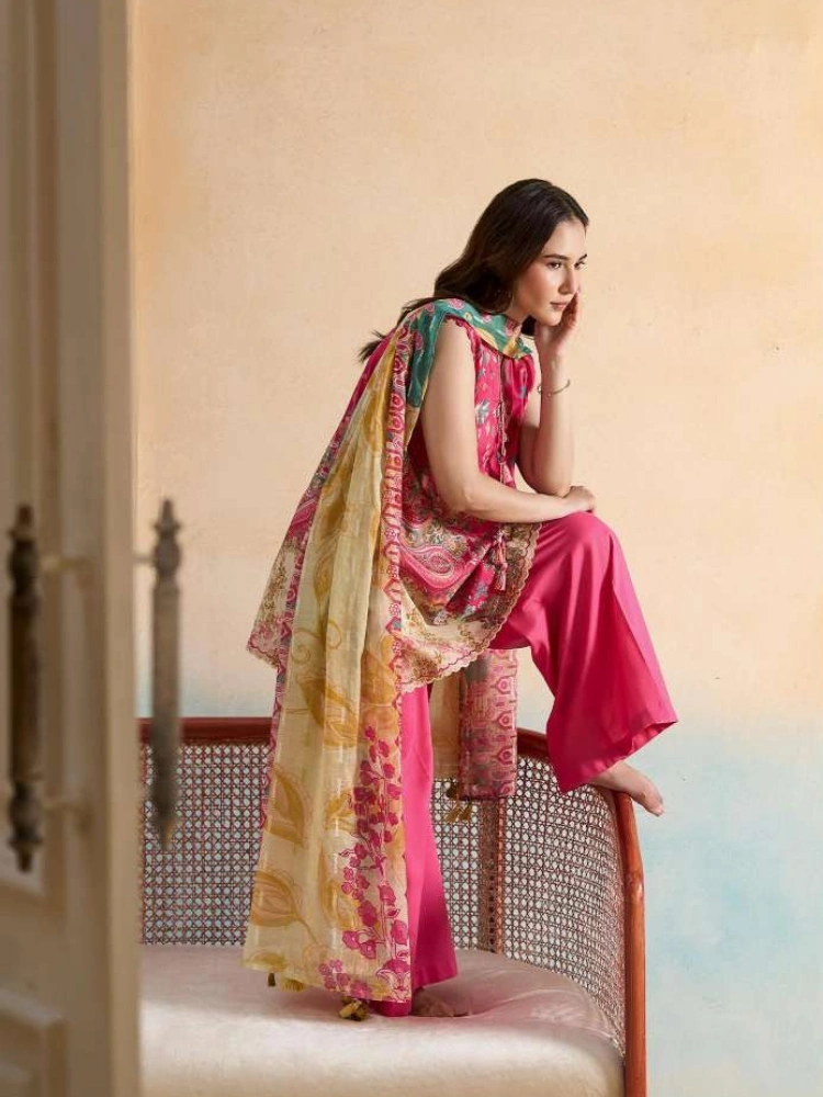 Unstitched 3Pc Printed Lawn Dress GullJee Marvi GJM-109 - Image 3