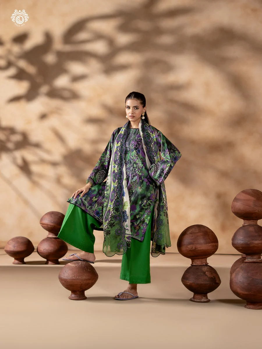 Unstitched 3Pc Printed Lawn Dress GullJee Rang Pasand RP-1108 - Image 3