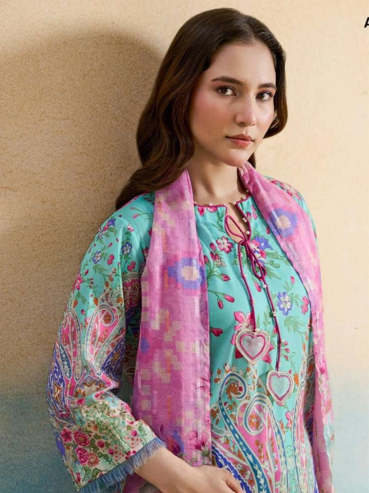 Unstitched 3Pc Printed Lawn Dress GullJee Marvi GJM-110 - Image 2