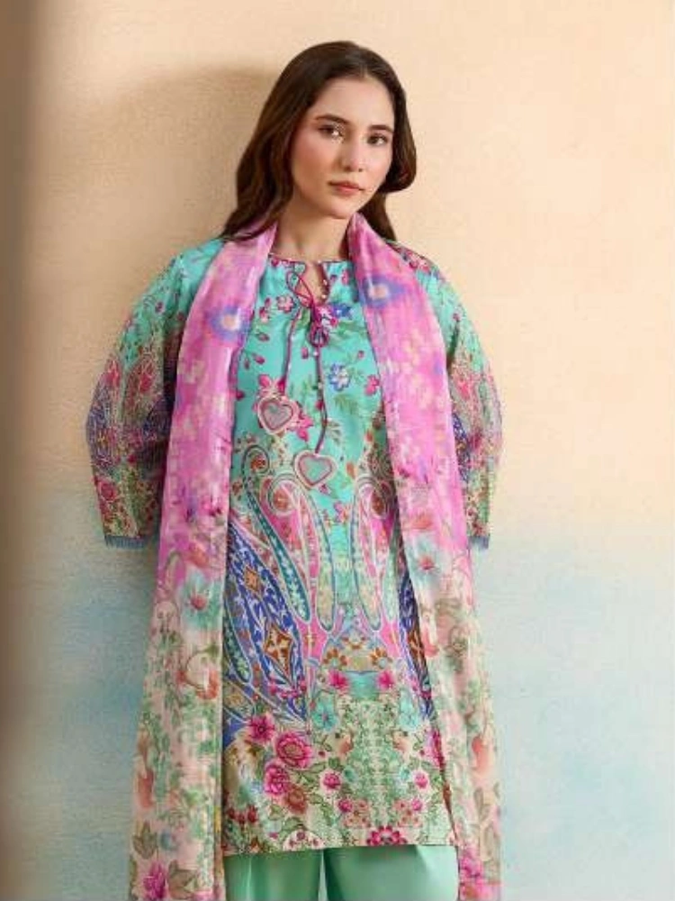 Unstitched 3Pc Printed Lawn Dress GullJee Marvi GJM-110 - Image 3