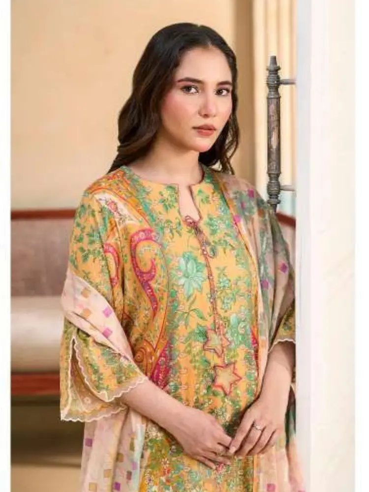 Unstitched 3Pc Printed Lawn Dress GullJee Marvi GJM-103 - Image 2
