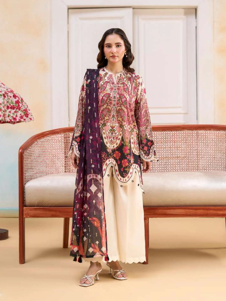 Unstitched 3Pc Printed Lawn Dress GullJee Marvi GJM-101