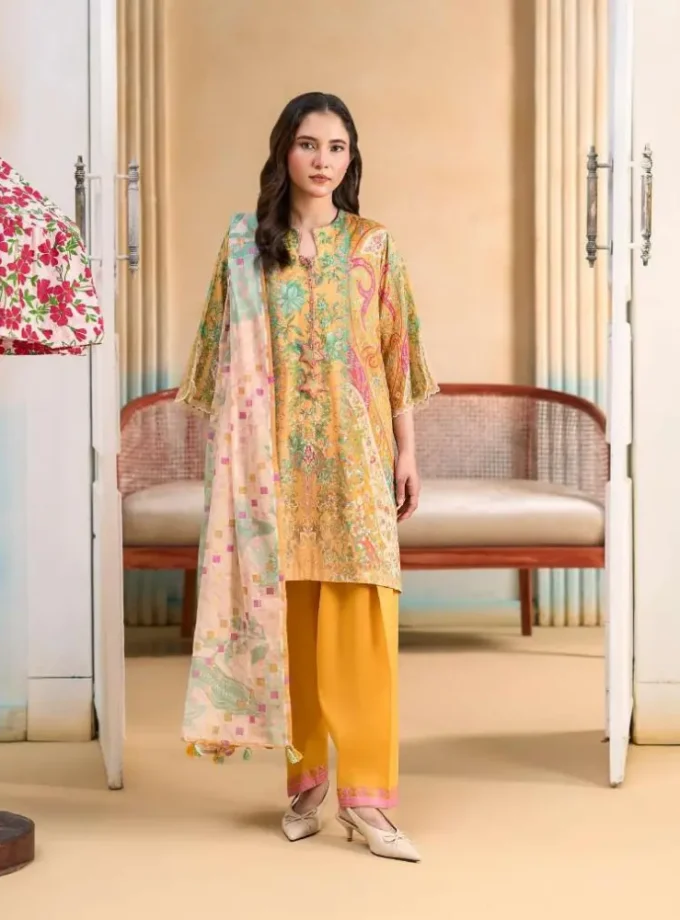 Unstitched 3Pc Printed Lawn Dress GullJee Marvi GJM-103