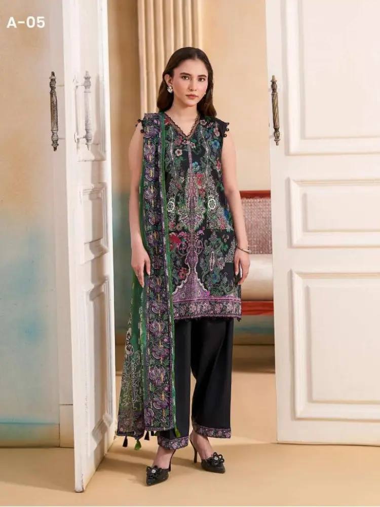 Unstitched 3Pc Printed Lawn Dress GullJee Marvi GJM-105