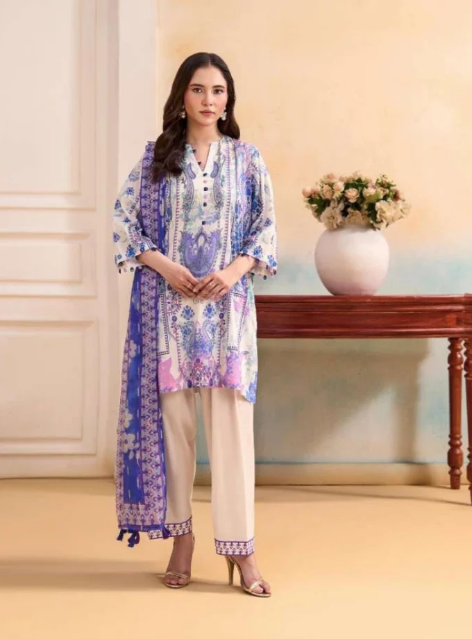 Unstitched 3Pc Printed Lawn Dress GullJee Marvi GJM-106