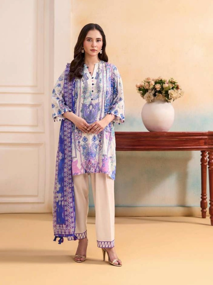 Unstitched 3Pc Printed Lawn Dress GullJee Marvi GJM-106