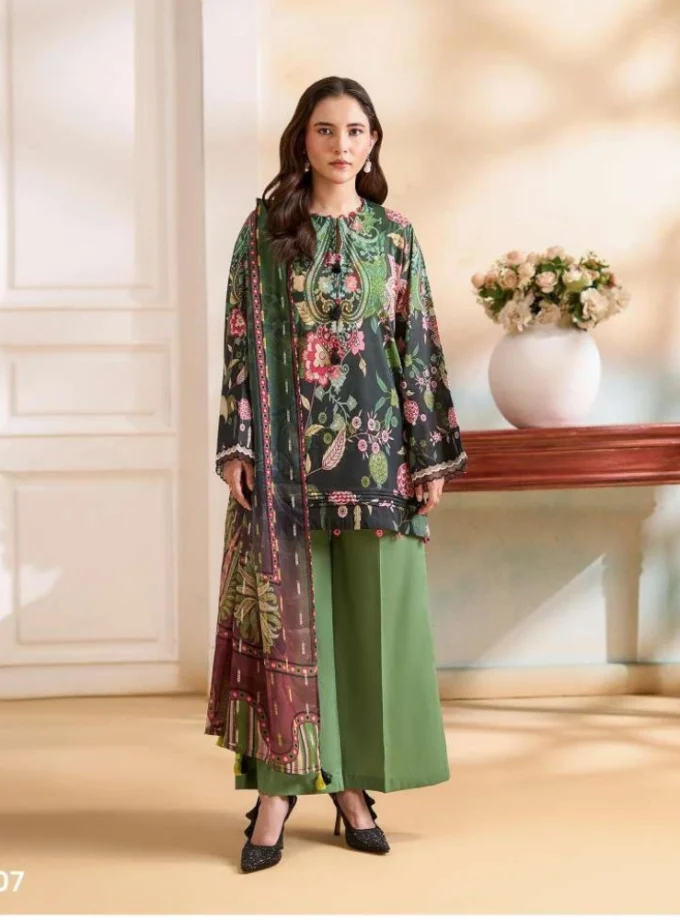 Unstitched 3Pc Printed Lawn Dress GullJee Marvi GJM-107