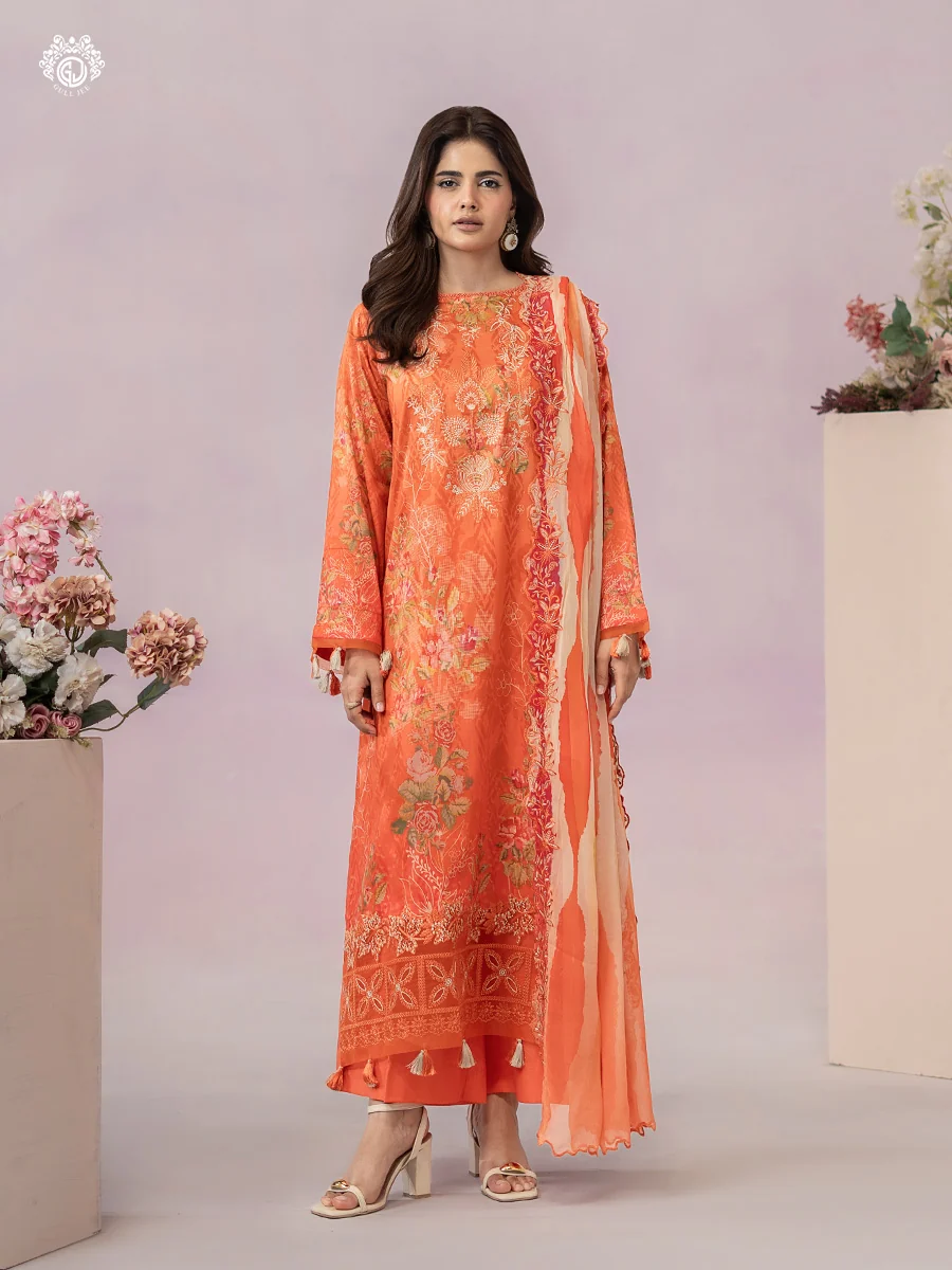 Unstitched 3Pc Printed Lawn Dress GullJee Morja GJM-901