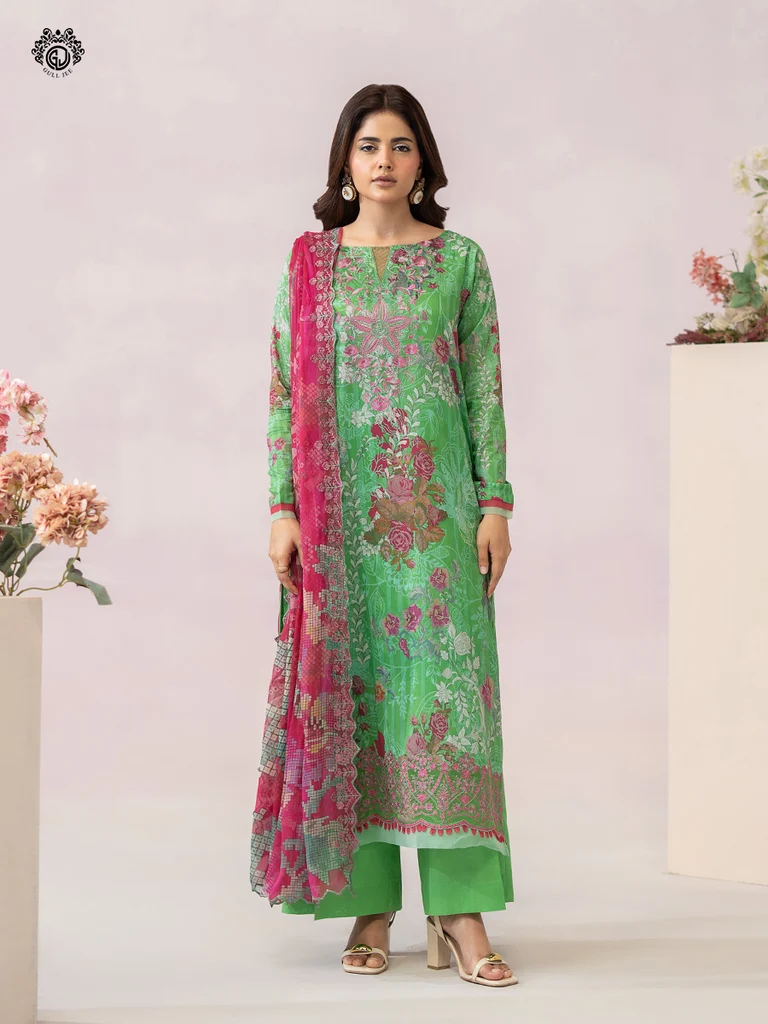 Unstitched 3Pc Printed Lawn Dress GullJee Morja GJM-902