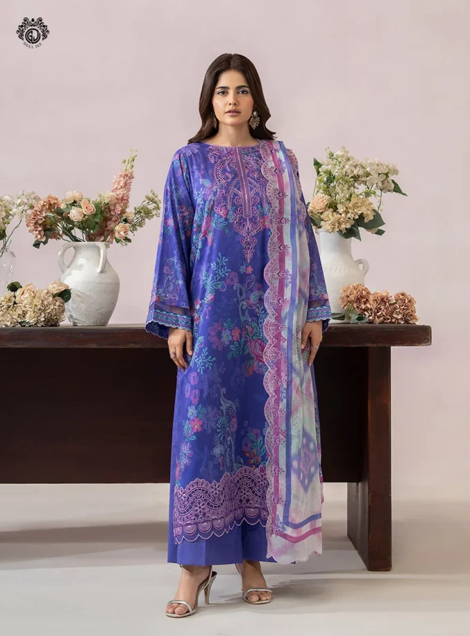 Unstitched 3Pc Printed Lawn Dress GullJee Morja GJM-903