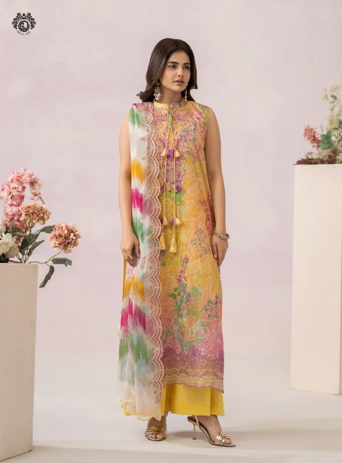Unstitched 3Pc Printed Lawn Dress GullJee Morja GJM-904