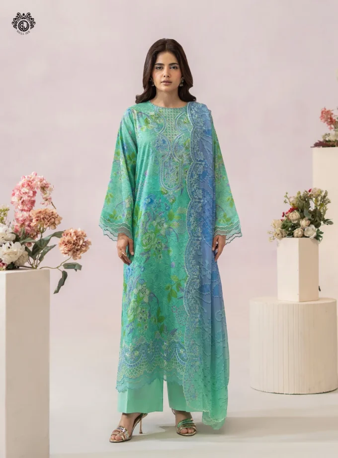Unstitched 3Pc Printed Lawn Dress GullJee Morja GJM-905