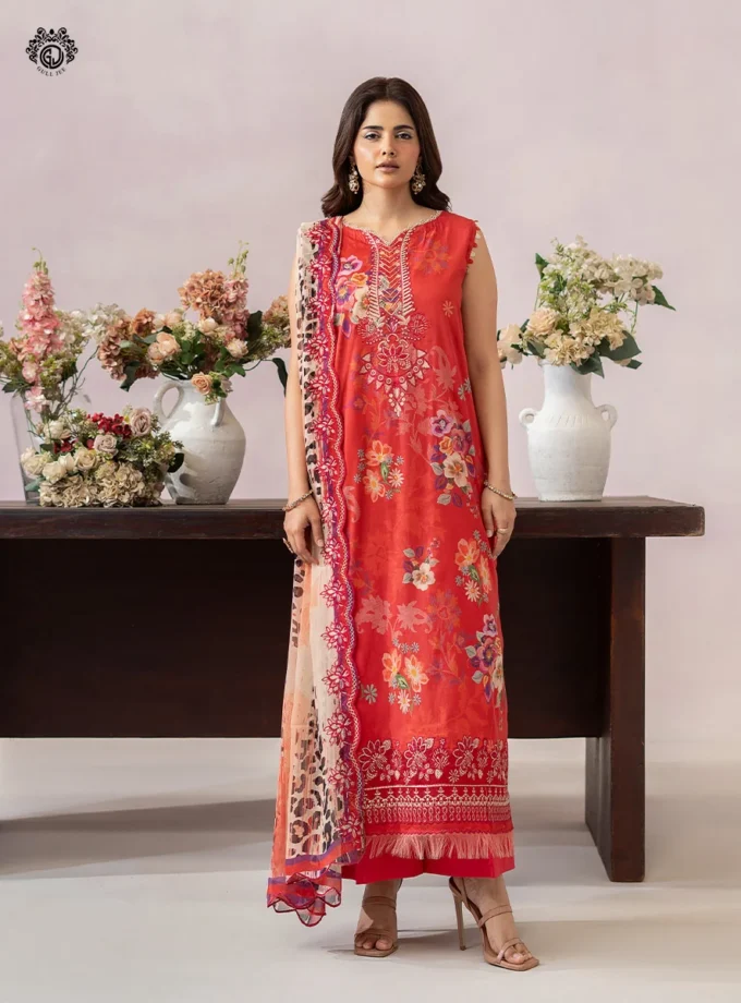 Unstitched 3Pc Printed Lawn Dress GullJee Morja GJM-906