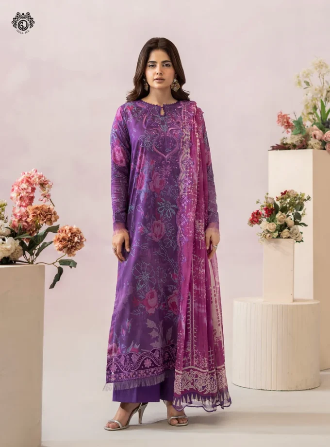 Unstitched 3Pc Printed Lawn Dress GullJee Morja GJM-907