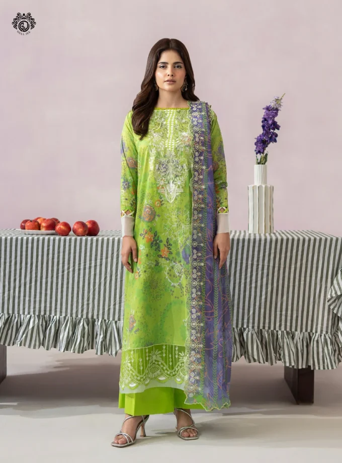 Unstitched 3Pc Printed Lawn Dress GullJee Morja GJM-908
