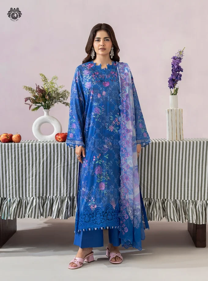 Unstitched 3Pc Printed Lawn Dress GullJee Morja GJM-909