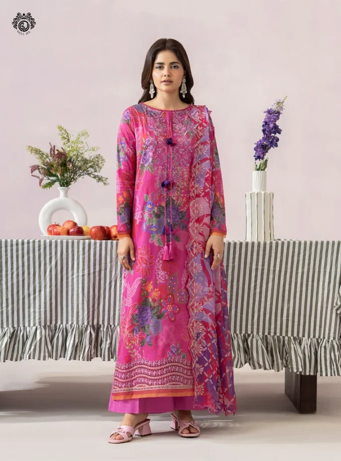 Unstitched 3Pc Printed Lawn Dress GullJee Morja GJM-910