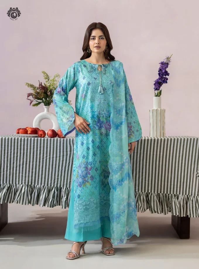 Unstitched 3Pc Printed Lawn Dress GullJee Morja GJM-912