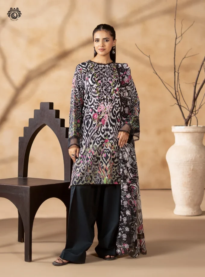 Unstitched 3Pc Printed Lawn Dress GullJee Rang Pasand RP-1101