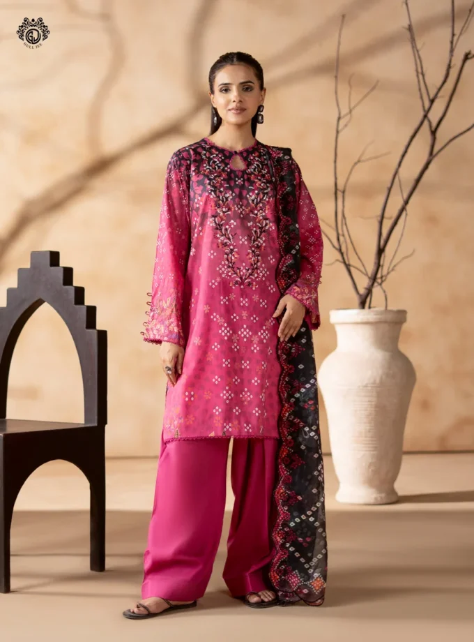Unstitched 3Pc Printed Lawn Dress GullJee Rang Pasand RP-1102