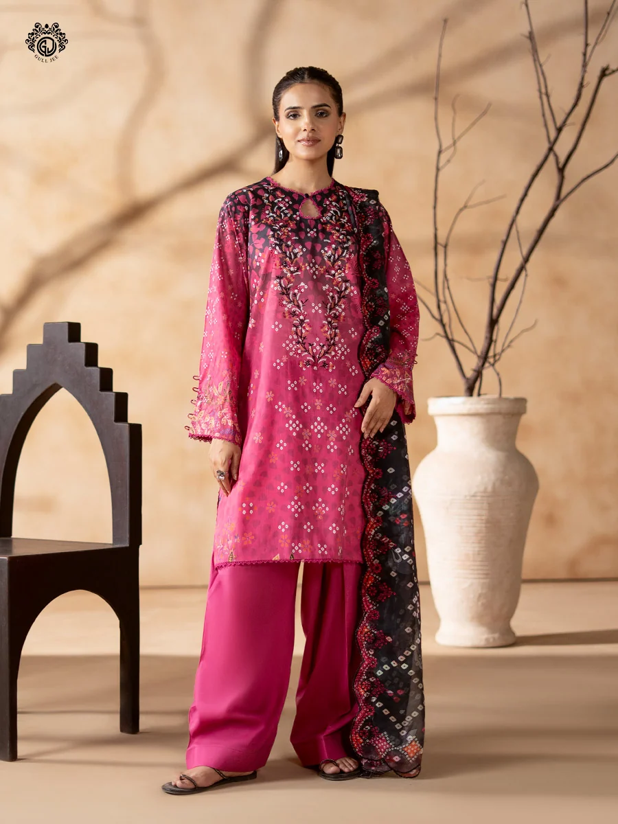 Unstitched 3Pc Printed Lawn Dress GullJee Rang Pasand RP-1102
