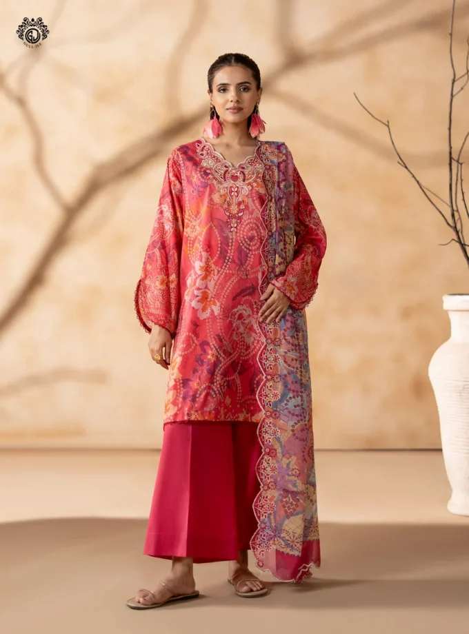 Unstitched 3Pc Printed Lawn Dress GullJee Rang Pasand RP-1103